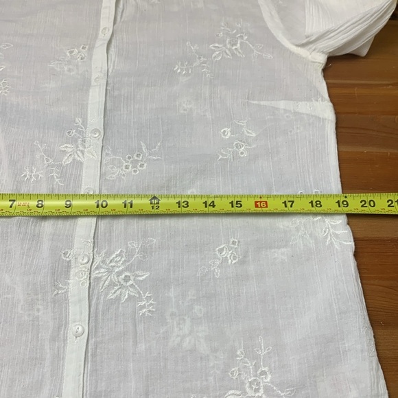 Northern Reflections Button Up, 3/4 Sleeve Gauzy 100% Cotton, Sheer, Airy - Picture 12 of 14